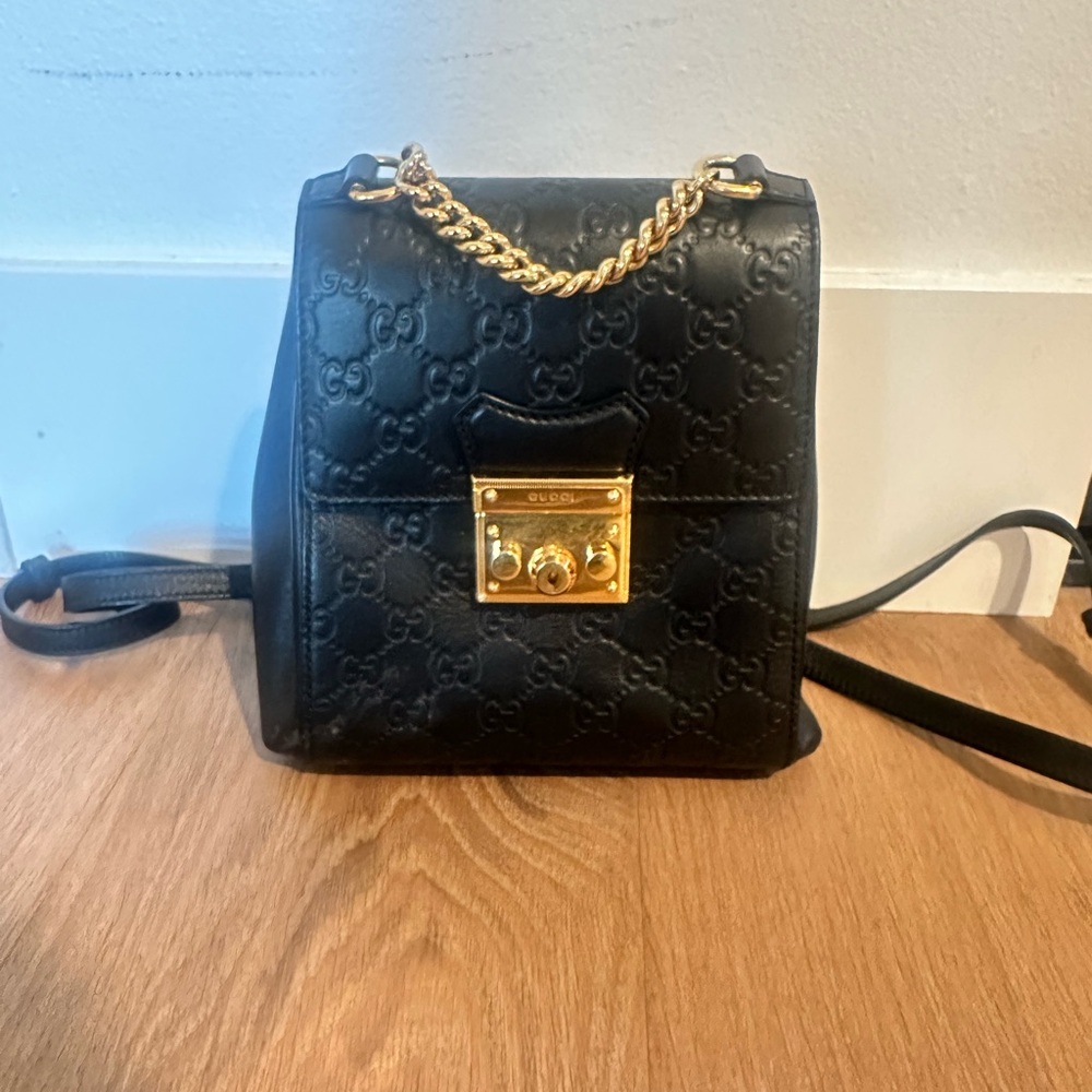 Gucci padlock leather backpack